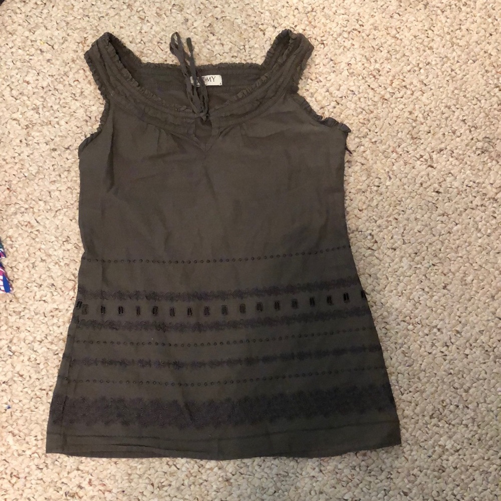 Green embroidered tank top
